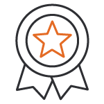 Ribbon with orange star icon